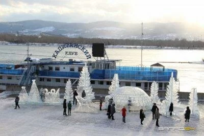 Красноярск, набережная реки Енисей зимой